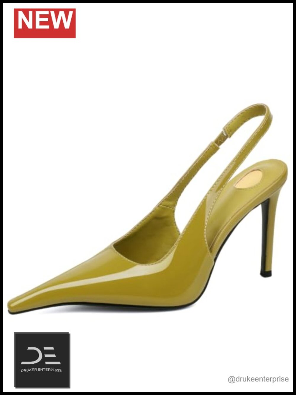 Women's Patent Slingback Pumps Pointed Toe Stiletto Heels